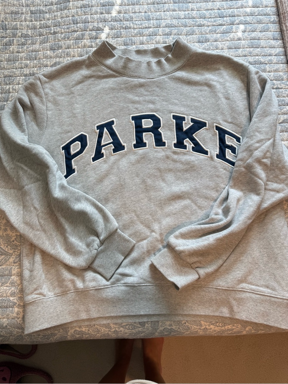 Parke Light Gray Crewneck Sweatshirt with Denim Logo